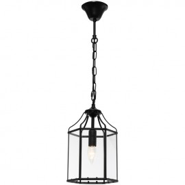 Cougar-Arcadia 40W S.E.S.Pendant Light-Clear Bevelled - Black